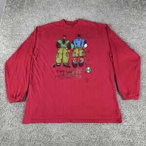 Vintage Cross Colours Shirt Mens XL Red Military Hip Hop Graphic Long Sleeve Tee
